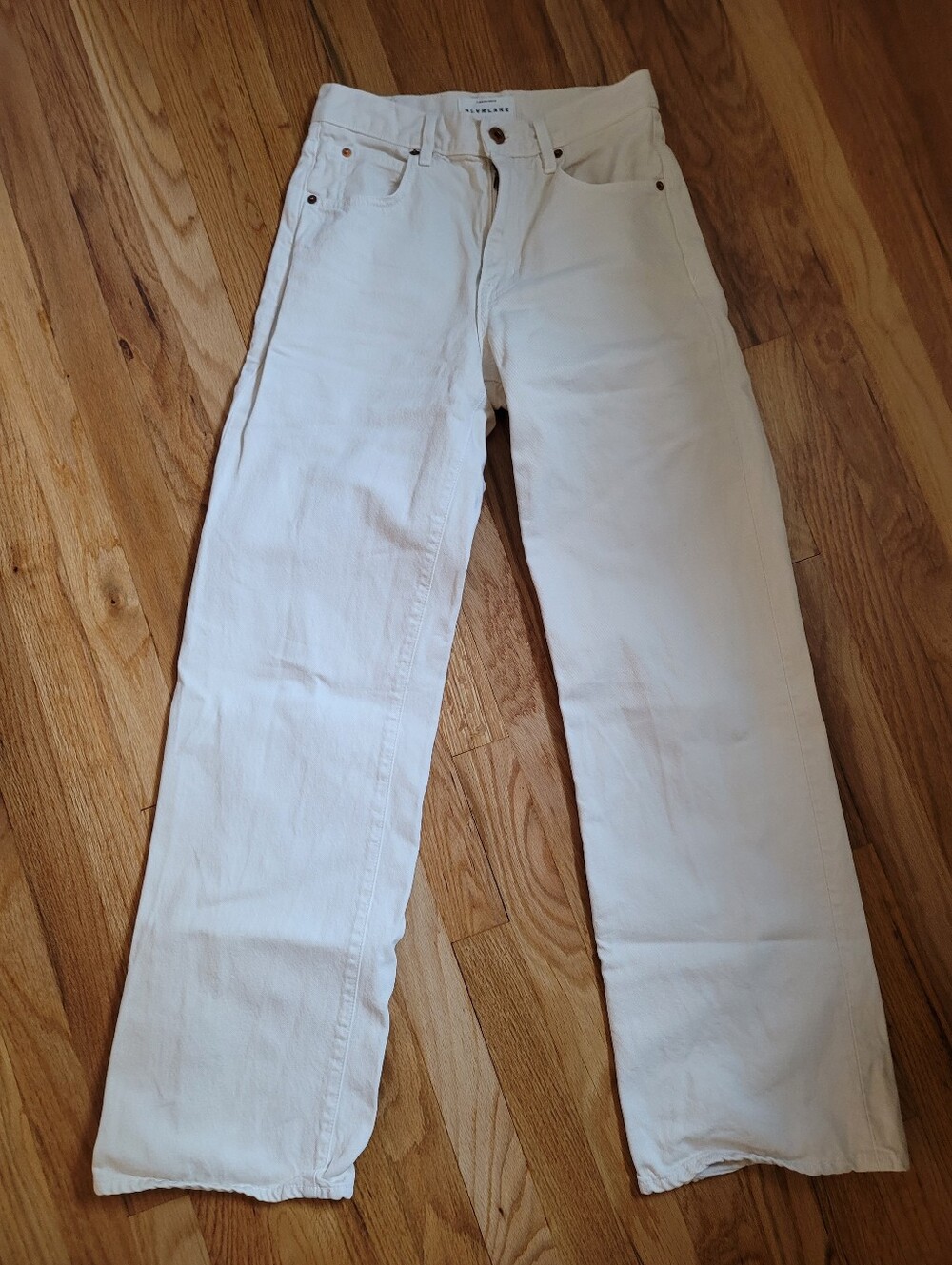 SLVRLAKE Ecru Grace High-rise Wide Leg Denim Jeans Size 26 Pre-owned